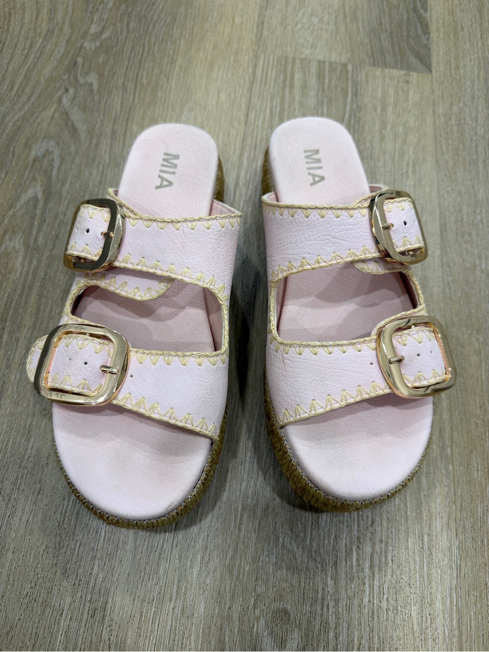 MIA Pink Buckle Slide Sandals